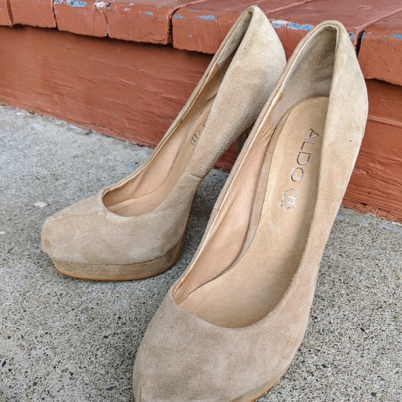 Aldo Tan Suede Platform Heels, Size 7.5, 38 EU - Picture 3 of 5
